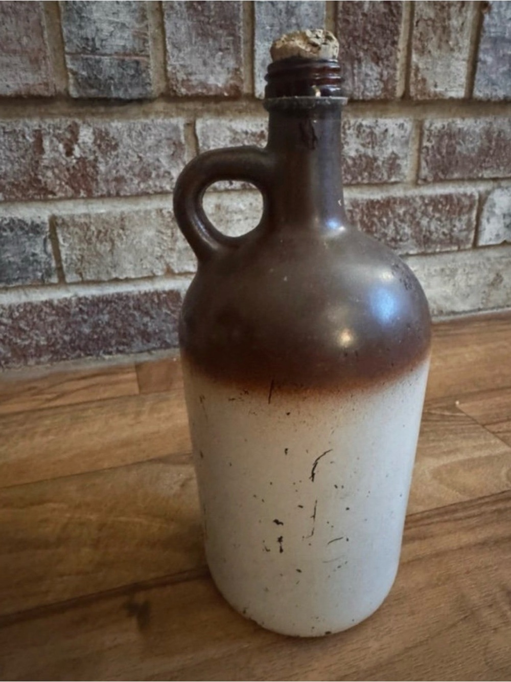 Stoneware Two-Tone Brown and Cream Jug Vase